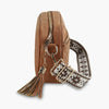 PU Tassel Double Patchwork Crossbody Bag Brown