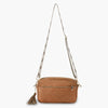 PU Tassel Double Patchwork Crossbody Bag Brown