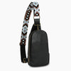 Leather Leopard Print Chest Bag Black