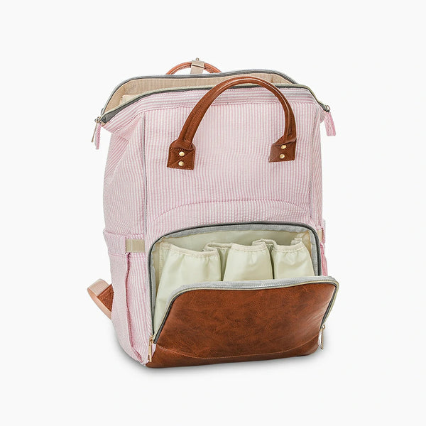 Bubble Yarn Leather Mammy Backpack Pink