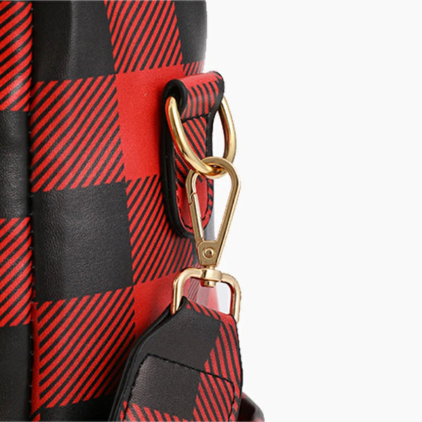 Leather Buffalo Plaid Backpack BlackRedPlaid