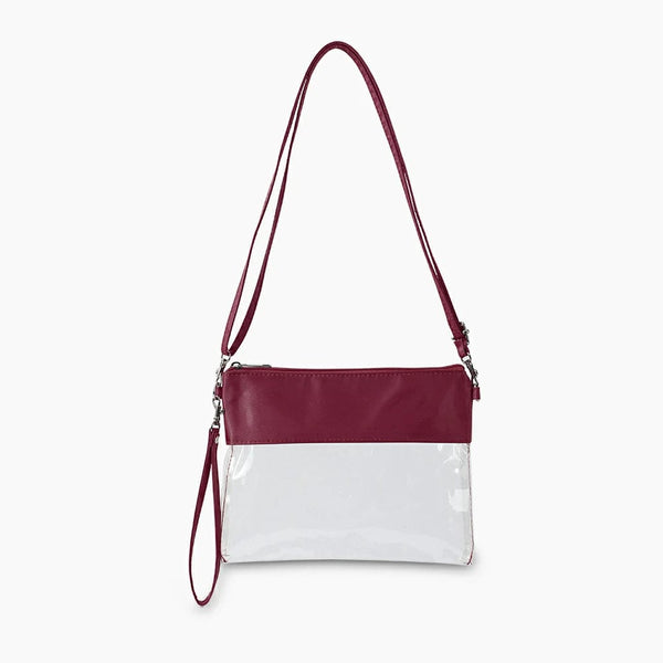 Transparent Handbag PVC Sling Bag Burgundy