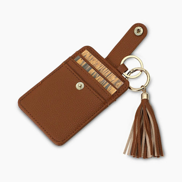 ID Holder Keychain Card Holder Brown