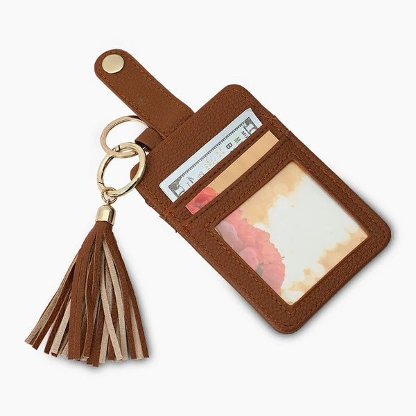 ID Holder Keychain Card Holder Brown