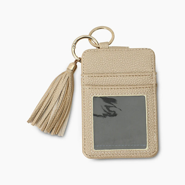 ID Holder Keychain Card Holder Beige