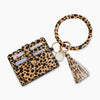 Wristlet Bracelet Keychain Pocket Credit Card Holder Leather BrownLeopard