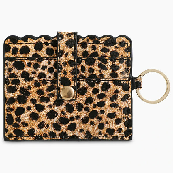 Wristlet Bracelet Keychain Pocket Credit Card Holder Leather BrownLeopard