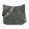 Leather Vintage Leopard Sling Bag Gray