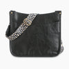 Leather Vintage Leopard Sling Bag Black