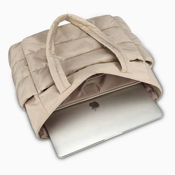 Bubble Laptop Work Tote Bag Beige