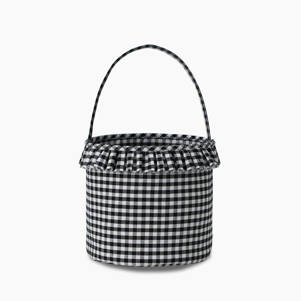 Monoblanks Check Lace Halloween Bucket Bag Black with lace