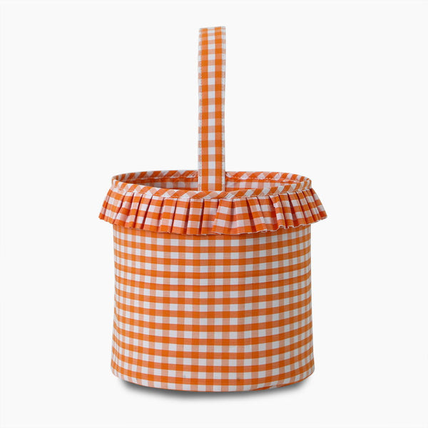 Monoblanks Check Lace Halloween Bucket Bag Orange with lace