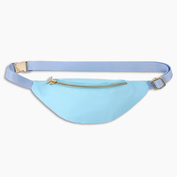 Monoblanks Design Flexible Customizable Crescent Fanny Pack For Kids SkyBlue
