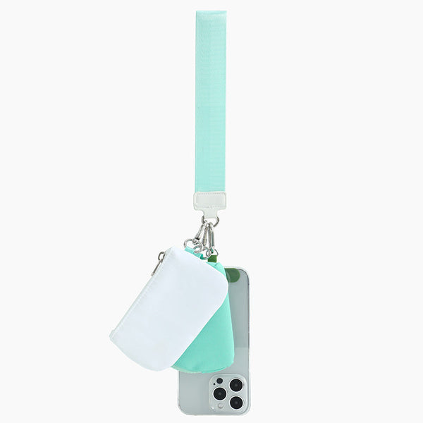 Monoblanks Dual Pouch Wristlet Wallet Cyan