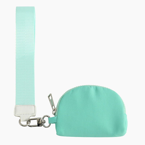 Monoblanks Dual Pouch Wristlet Wallet Cyan