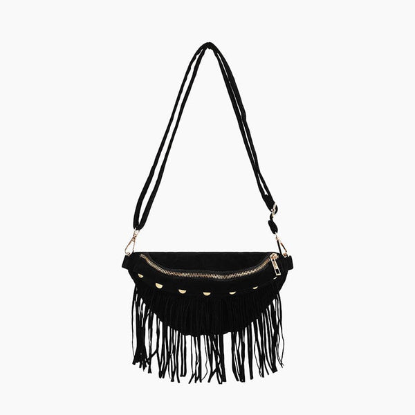 Monoblanks Fringe Sling Bag Black