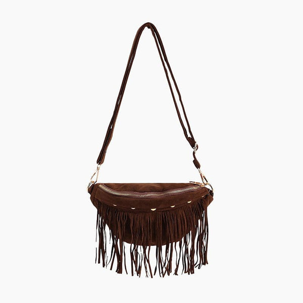 Monoblanks Fringe Sling Bag Brown