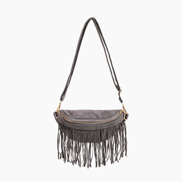 Monoblanks Fringe Sling Bag Gray