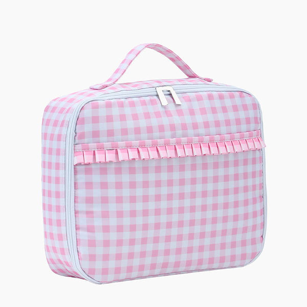 Monoblanks Gingham Kids Backpack Lunch Bag Set Pink