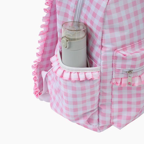 Monoblanks Gingham Kids Backpack Lunch Bag Set Pink