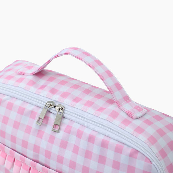 Monoblanks Gingham Kids Backpack Lunch Bag Set Pink