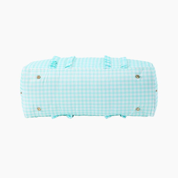 Monoblanks Gingham Lace Duffel Bag Cyan