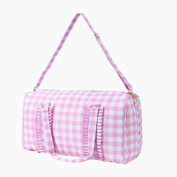 Monoblanks Gingham Lace Duffel Bag Pink