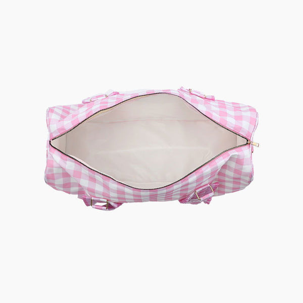 Monoblanks Gingham Lace Duffel Bag Pink