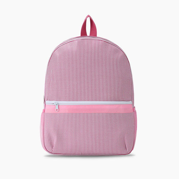 Monoblanks Design Your Own Customizable Kids Stripes Seersucker Backpack HotPink