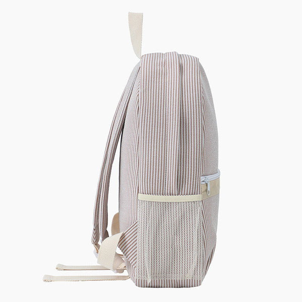 Monoblanks Kids Stripes Seersucker Backpack Mocha