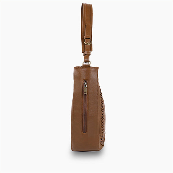 Monoblanks Leather Bucket Bag Tote Bag SaddleBrown