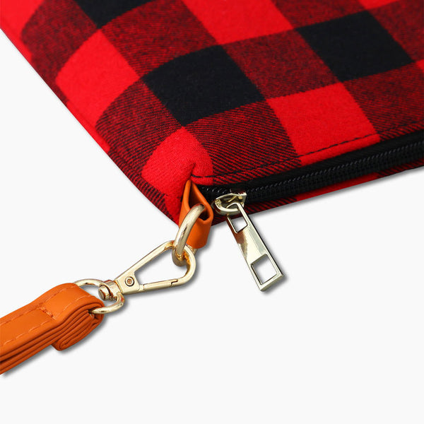 Plaid Multifunctional Wristlet Sling Bag Red Monoblanks