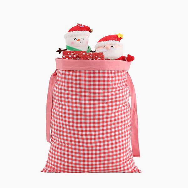 Monoblanks Customizable Christmas Santa Claus Drawstring Canvas Bag Red