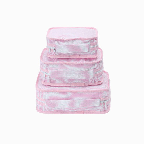 Monoblanks Seersucker Storage Bag 4 Pieces Set Pink
