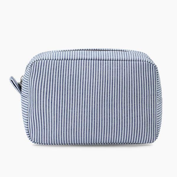 Monoblanks Design Your Own Customizable Seersucker Stripe Makeup Bag Blue