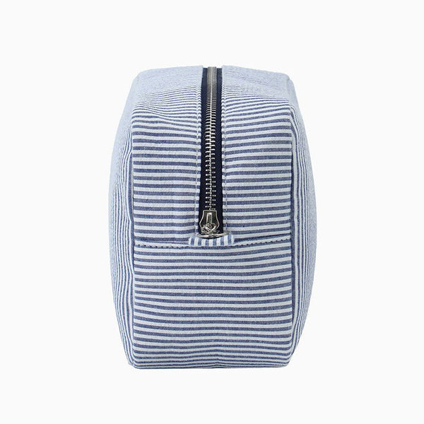 Monoblanks Seersucker Stripe Makeup Bag Blue