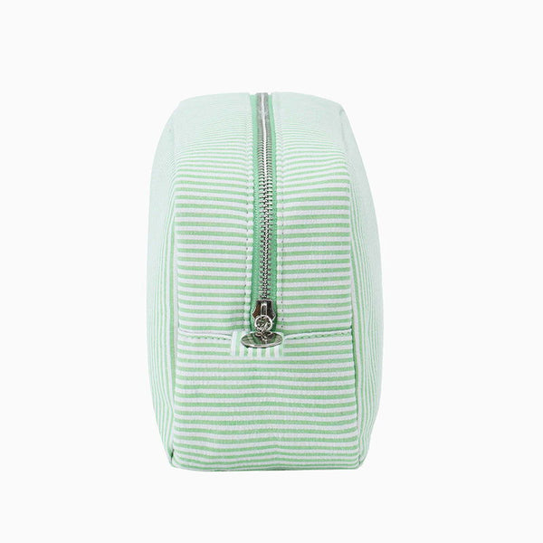 Monoblanks Seersucker Stripe Makeup Bag Green