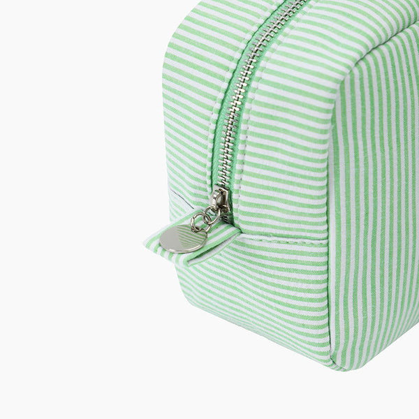 Monoblanks Seersucker Stripe Makeup Bag Green