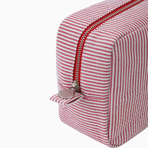 Monoblanks Seersucker Stripe Makeup Bag Red