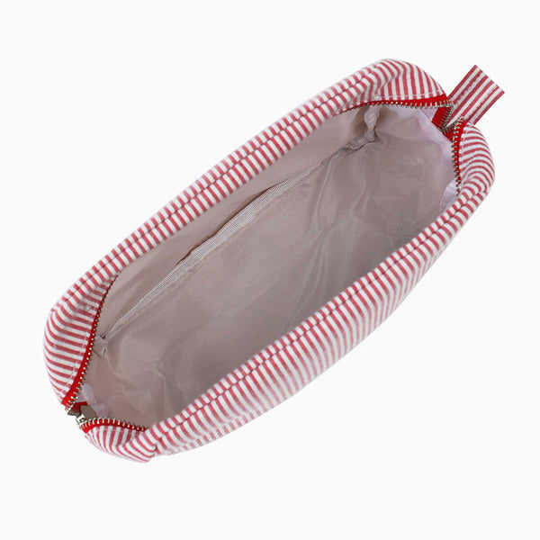 Monoblanks Seersucker Stripe Makeup Bag Red