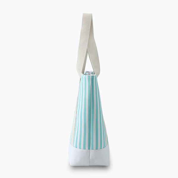 Monoblanks Design Your Own Customizable Shopping Canvas Striped Tote Bag Cyan