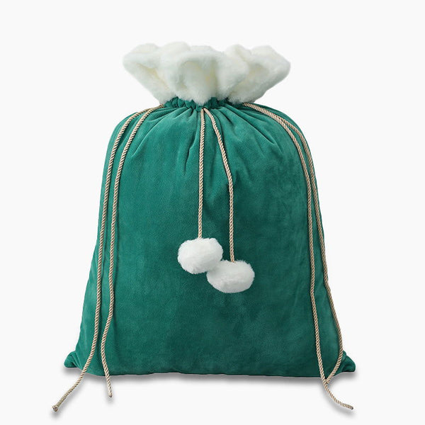 Monoblanks Customizable Velvet Santa Christmas Bag Green