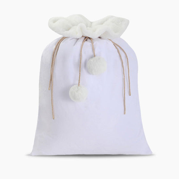 Monoblanks Customizable Velvet Santa Christmas Bag White