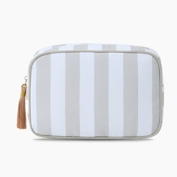 Monoblanks Design Your Own Customizable Striped Canvas Makeup Bag Khaki