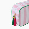 Monoblanks Women Striped Canvas Makeup Bag Pink