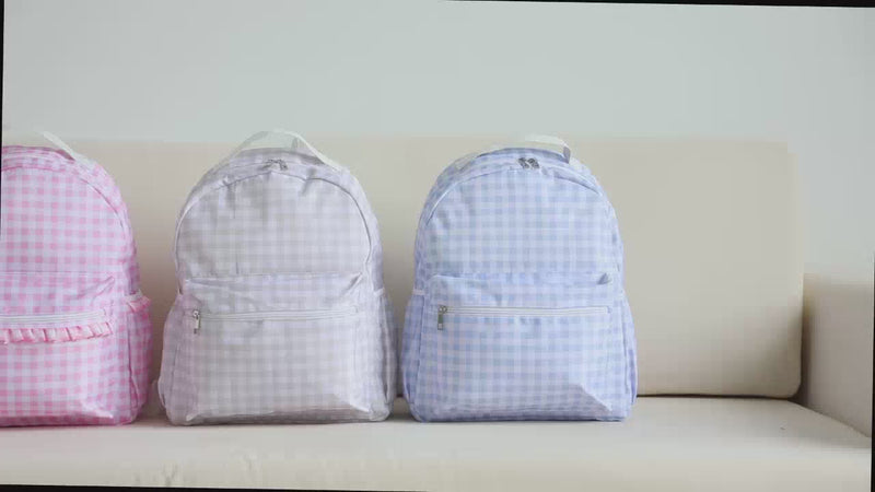 Gingham Kids Backpack Lunch Bag Set