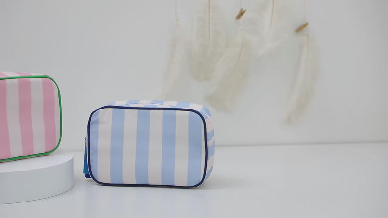 Women Striped Canvas Makeup Bag